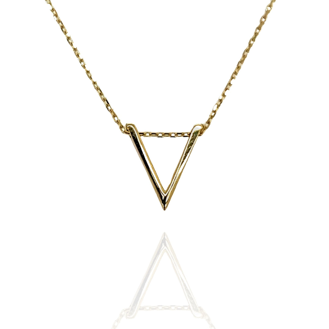 14 Karat Yellow Gold Triangle Necklace