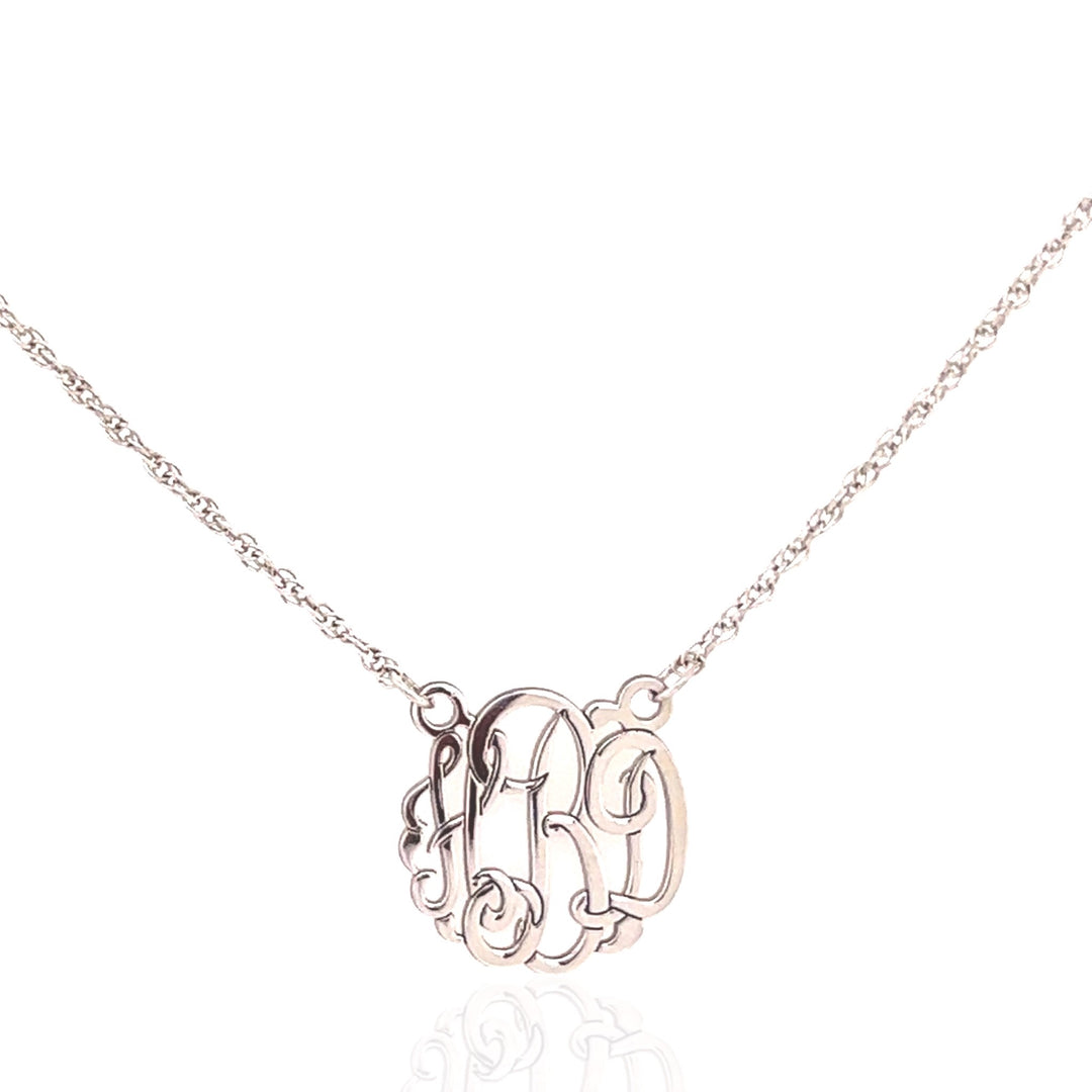 Sterling Silver 3-Letter Script Monogram Necklace