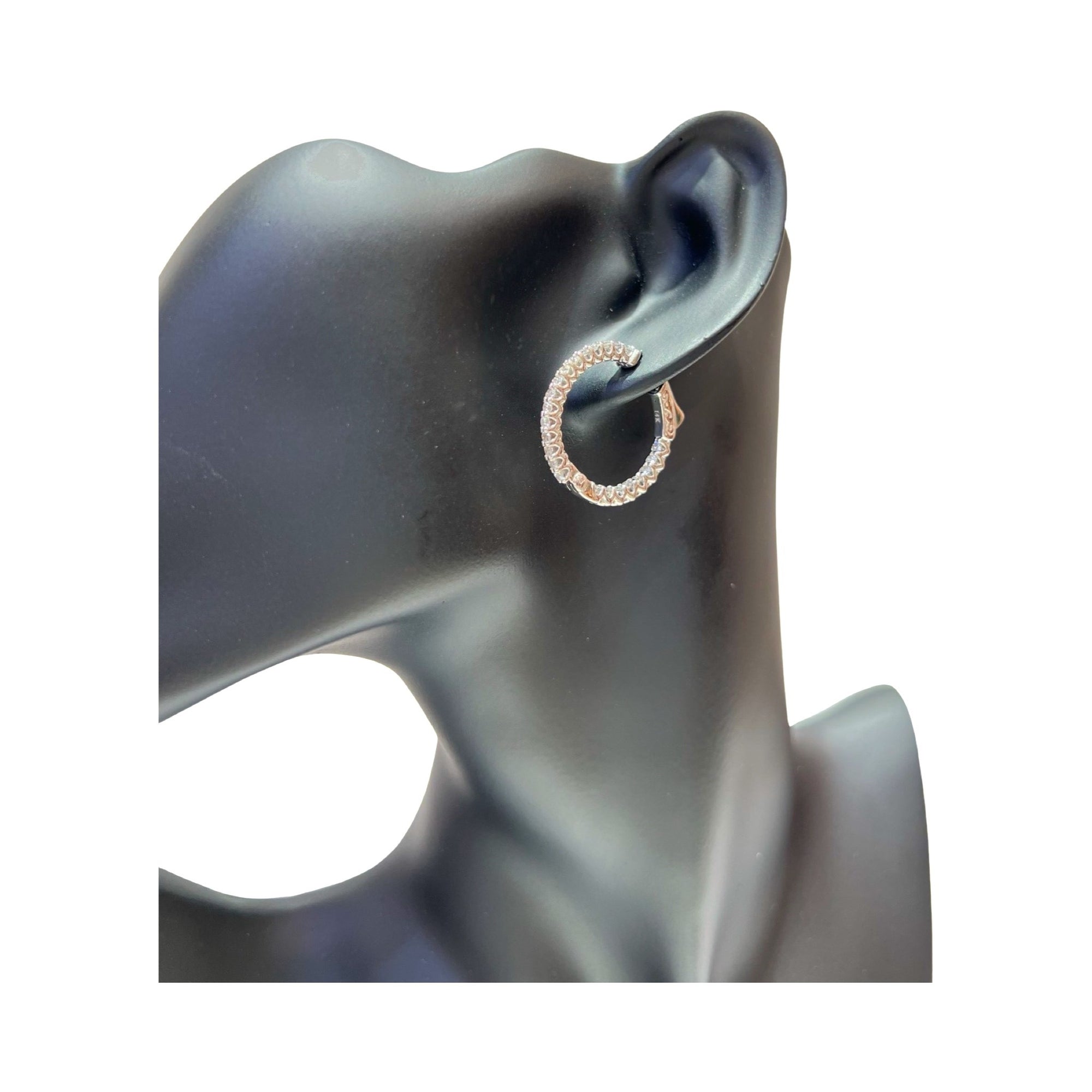 14 Karat White Gold 1" Diamond Hoop Earrings