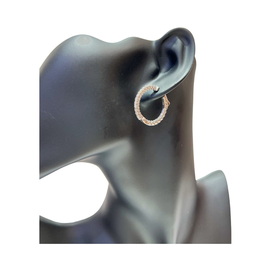 14 Karat White Gold 1" Diamond Hoop Earrings