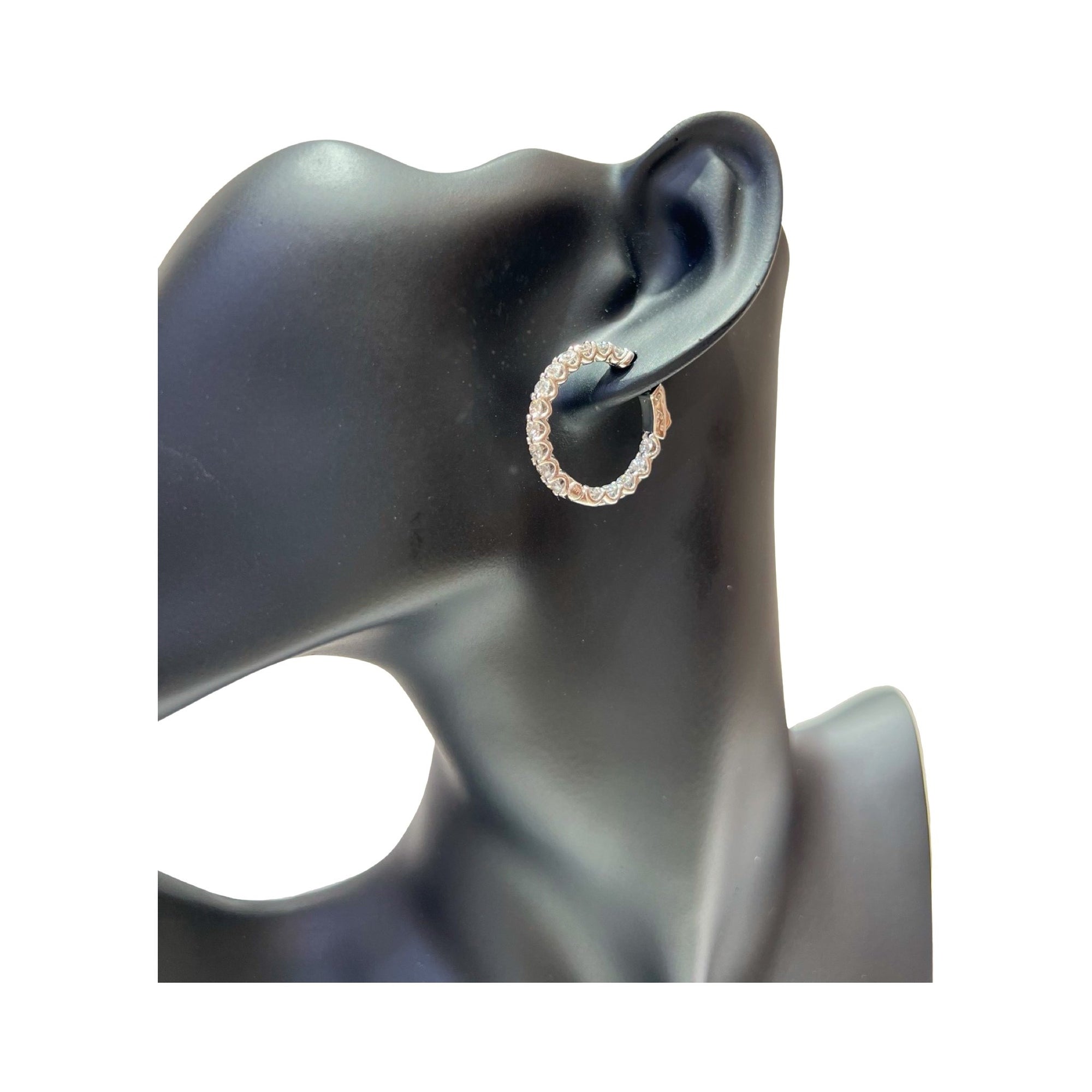 14 Karat White Gold 1" Diamond Hoop Earrings