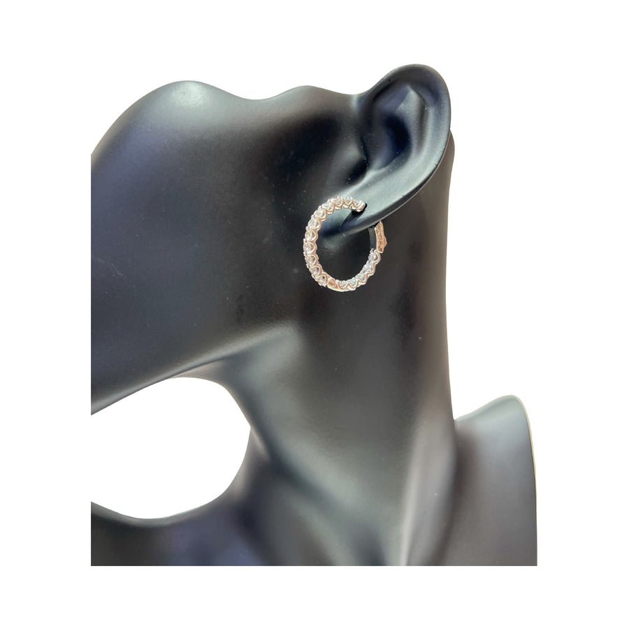 14 Karat White Gold 1" Diamond Hoop Earrings