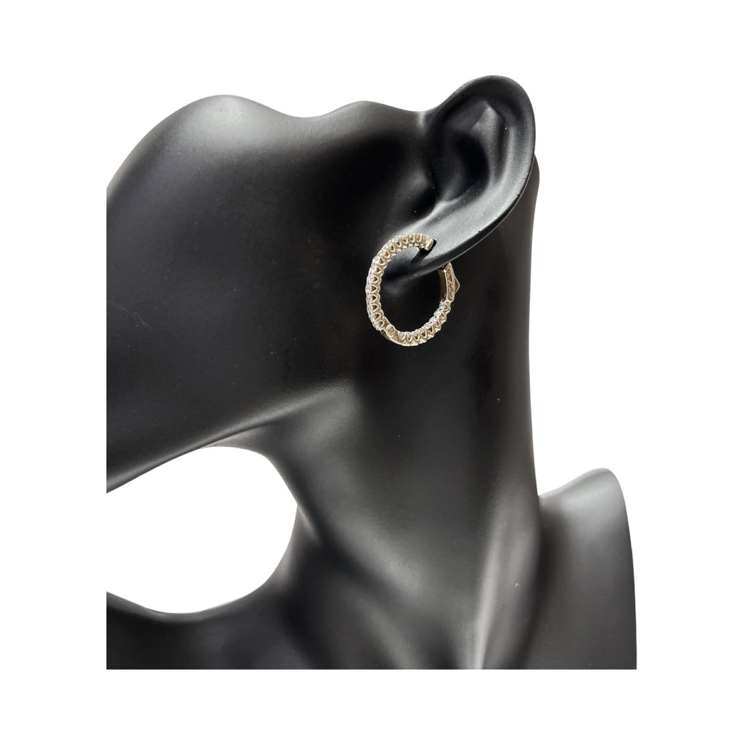 14 Karat White Gold 1" Diamond Hoop Earrings