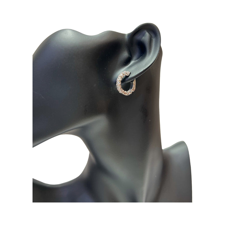 14 Karat White Gold 3/4" Diamond Hoop Earrings