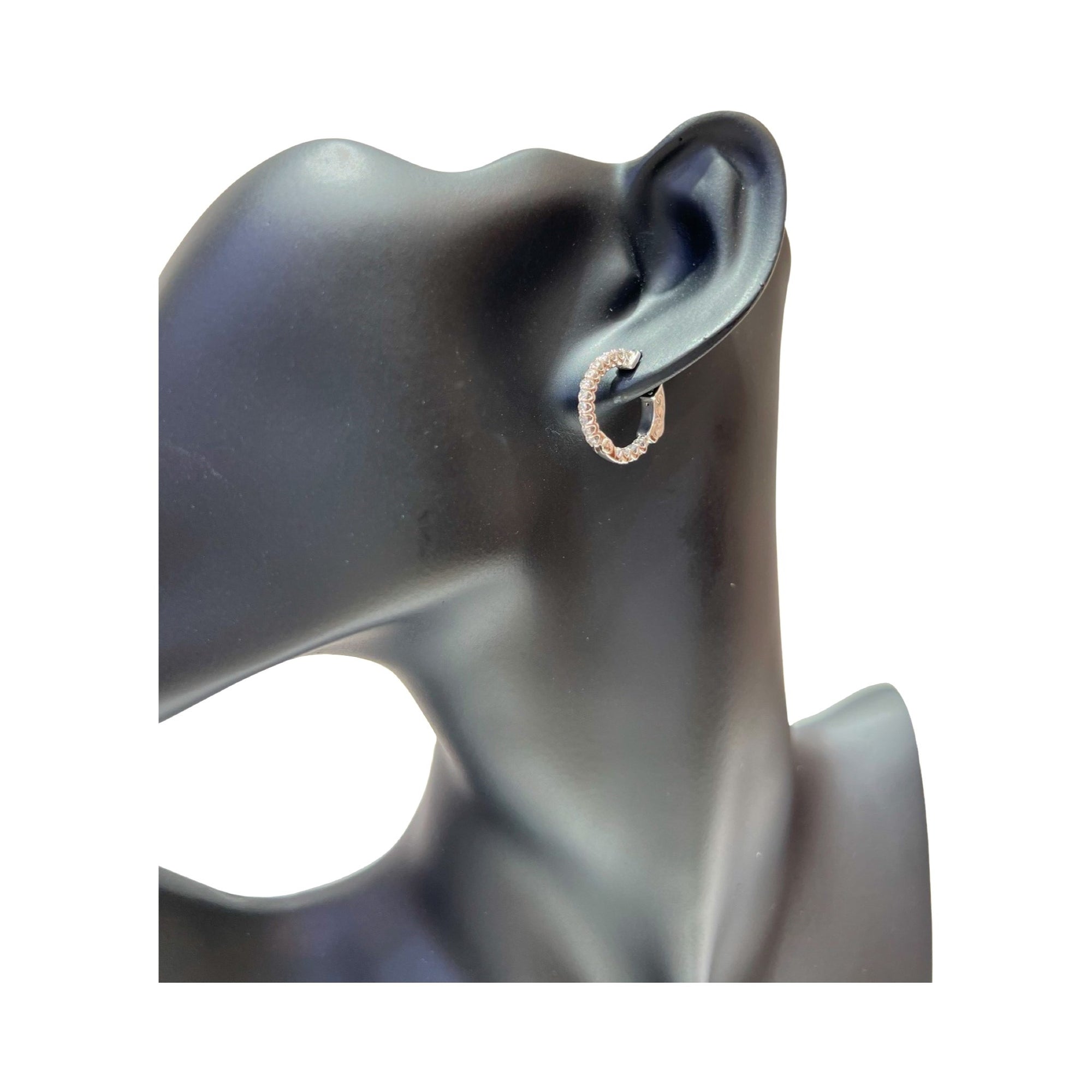 14 Karat White Gold 3/4" Diamond Hoop Earrings