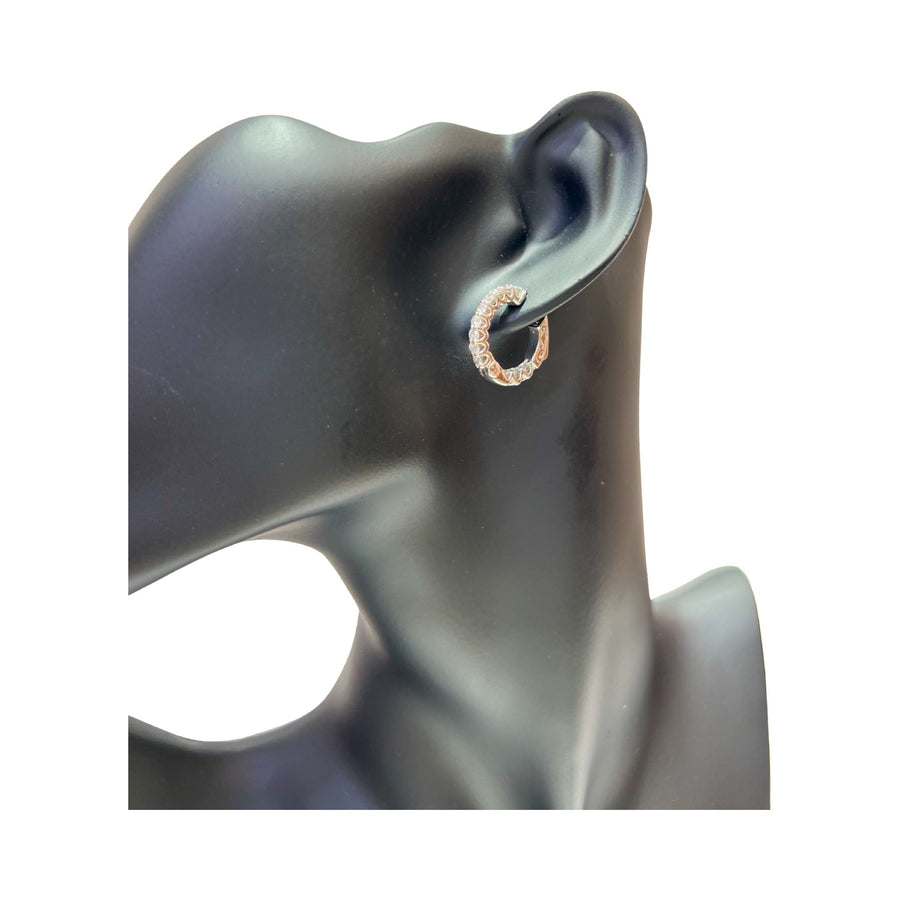 14 Karat White Gold 3/4" Diamond Hoop Earrings