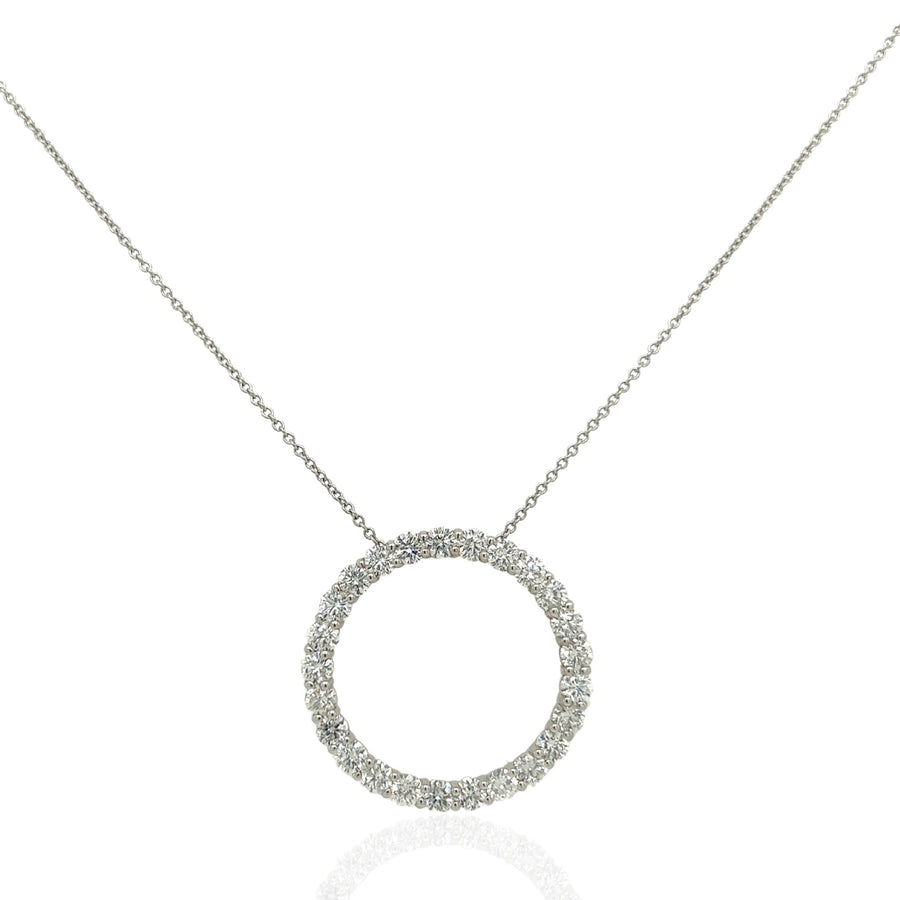 14 Karat White Gold Circle of Diamonds Necklace