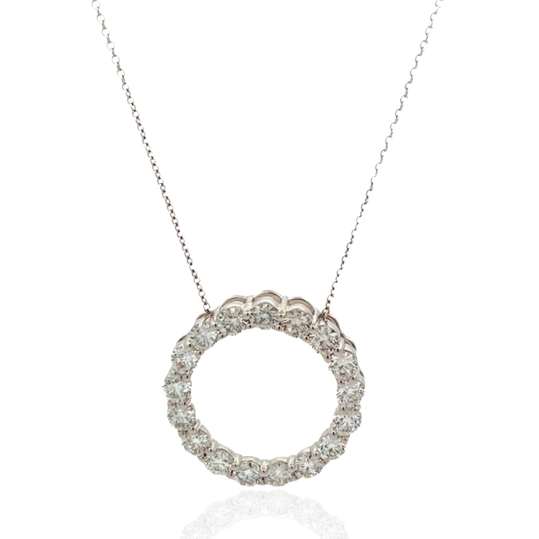 14 Karat White Gold Circle of Diamonds Necklace