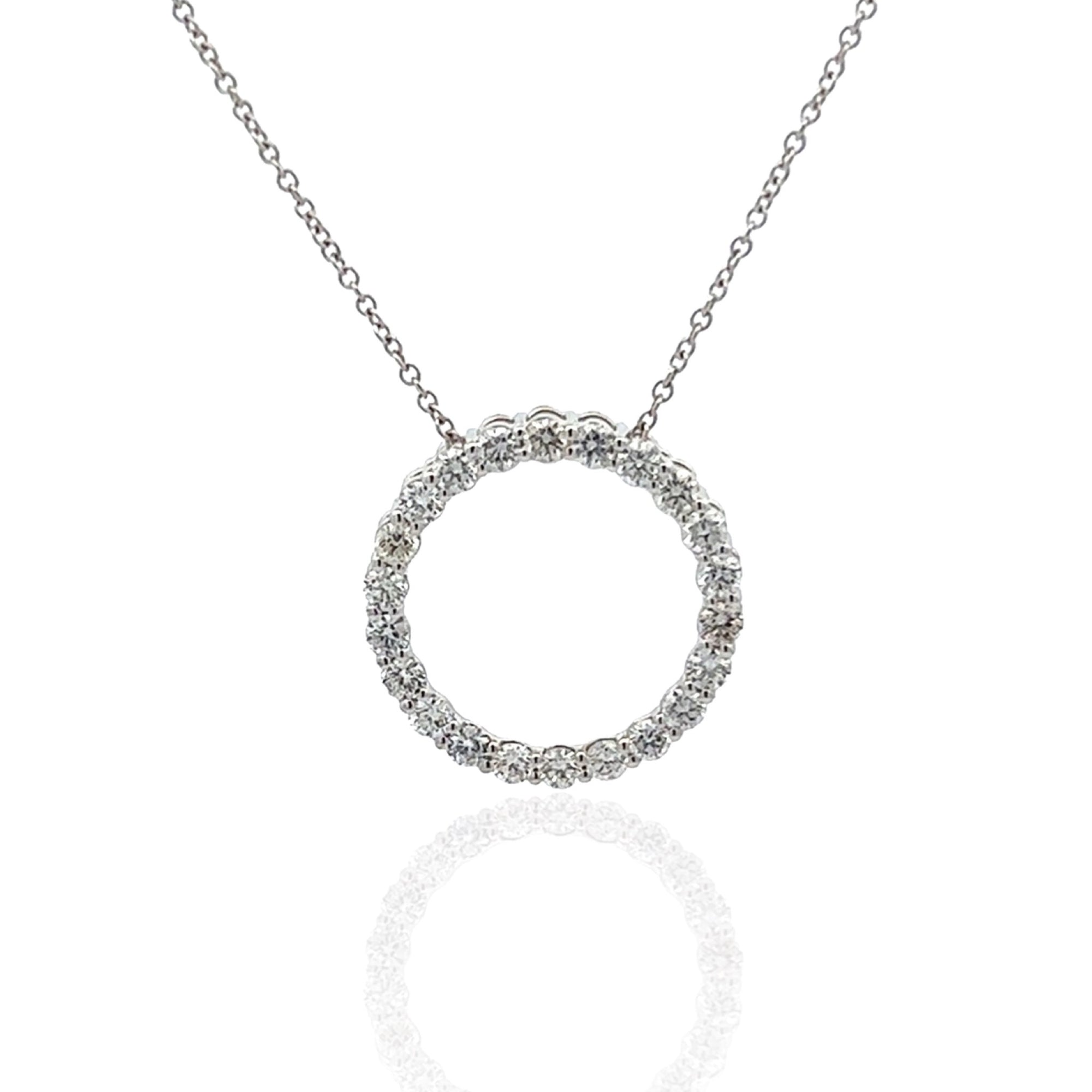 14 Karat White Gold Circle of Diamonds Necklace