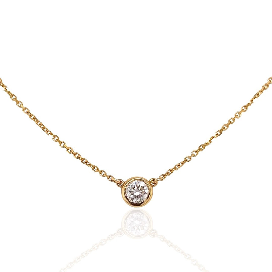 Round Brilliant Diamond Solitaire Station Necklace