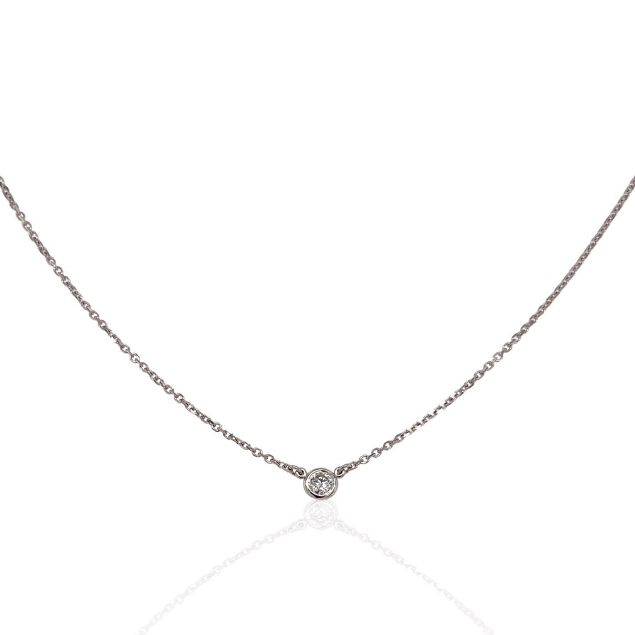 Round Brilliant Diamond Solitaire Station Necklace