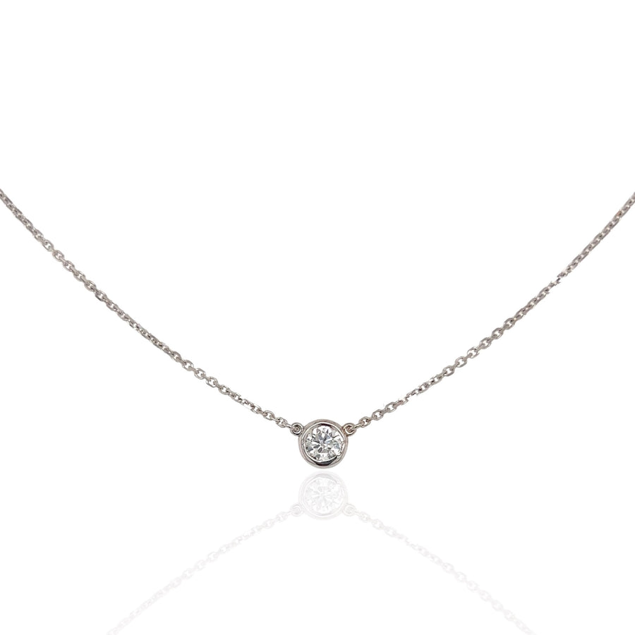 Round Brilliant Diamond Solitaire Station Necklace