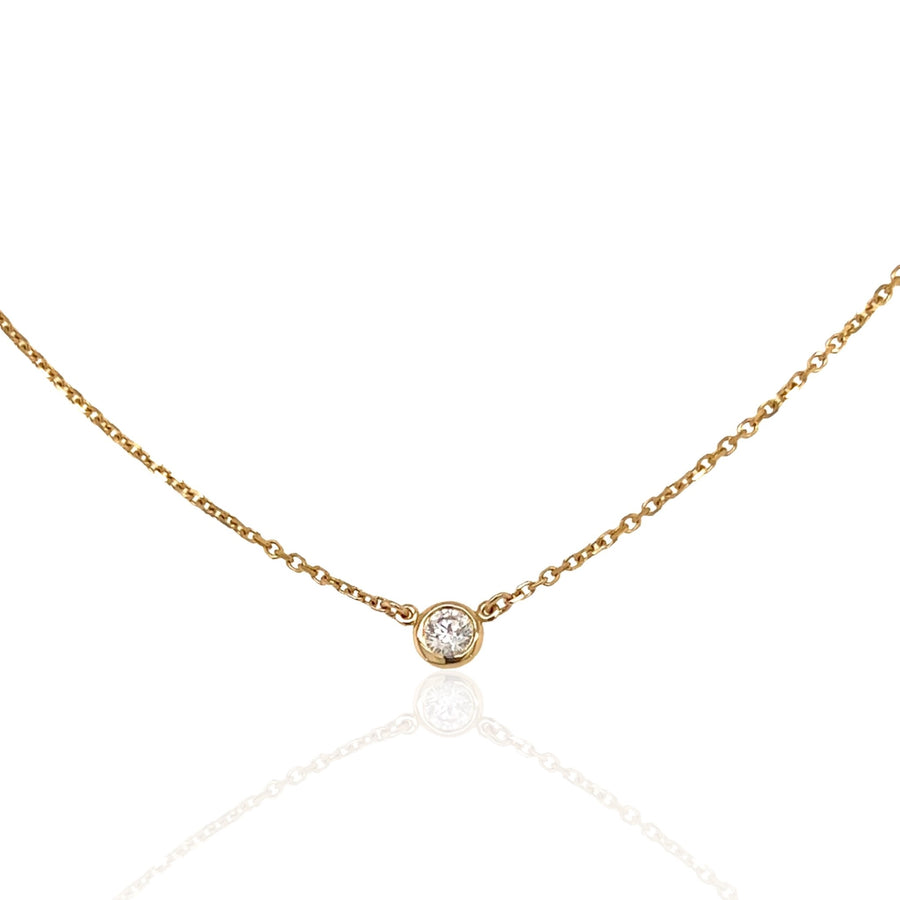 Round Brilliant Diamond Solitaire Station Necklace