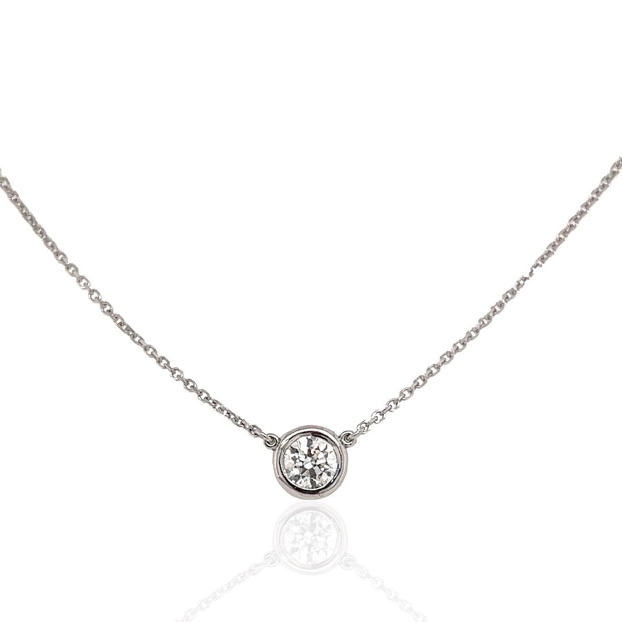 Round Brilliant Diamond Solitaire Station Necklace