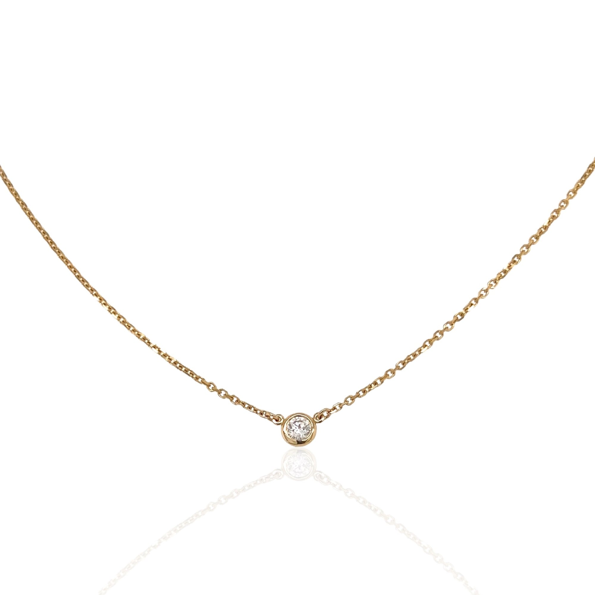 Round Brilliant Diamond Solitaire Station Necklace
