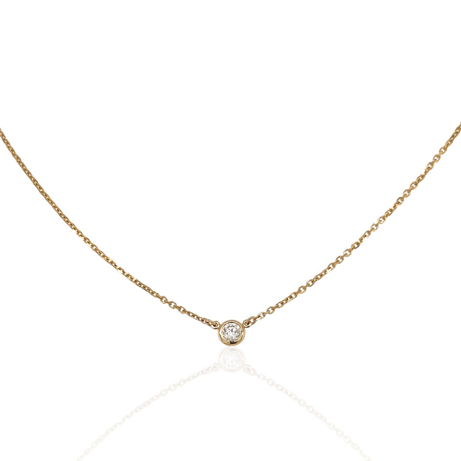 Round Brilliant Diamond Solitaire Station Necklace