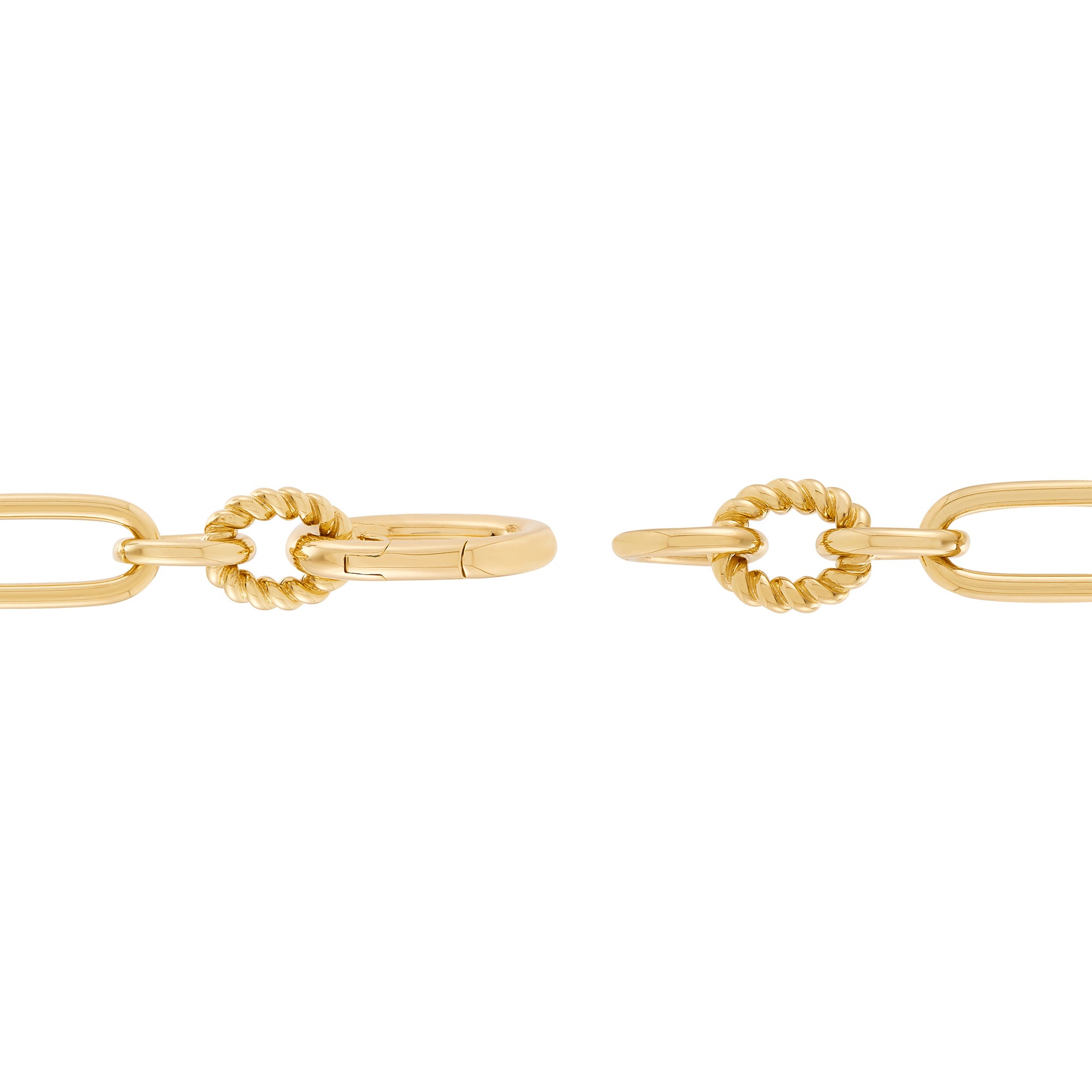 Oval & Paperclip Link Bracelet in 14K Yellow Gold, 7"