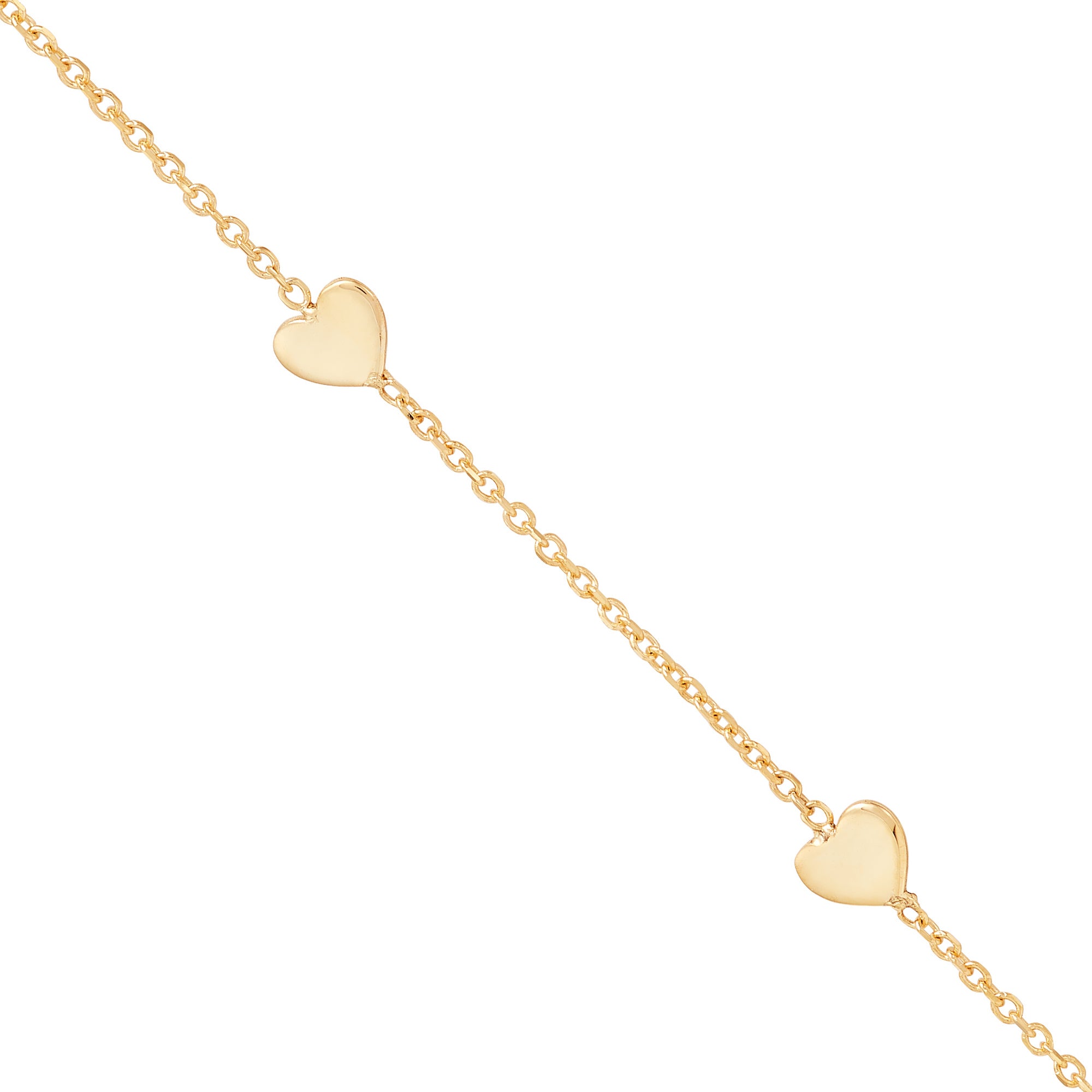 14 Karat Yellow Gold Hearts Station Necklace