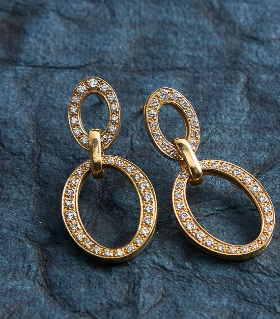 18 Karat Yellow Gold and Diamond 'Carousel' Earrings