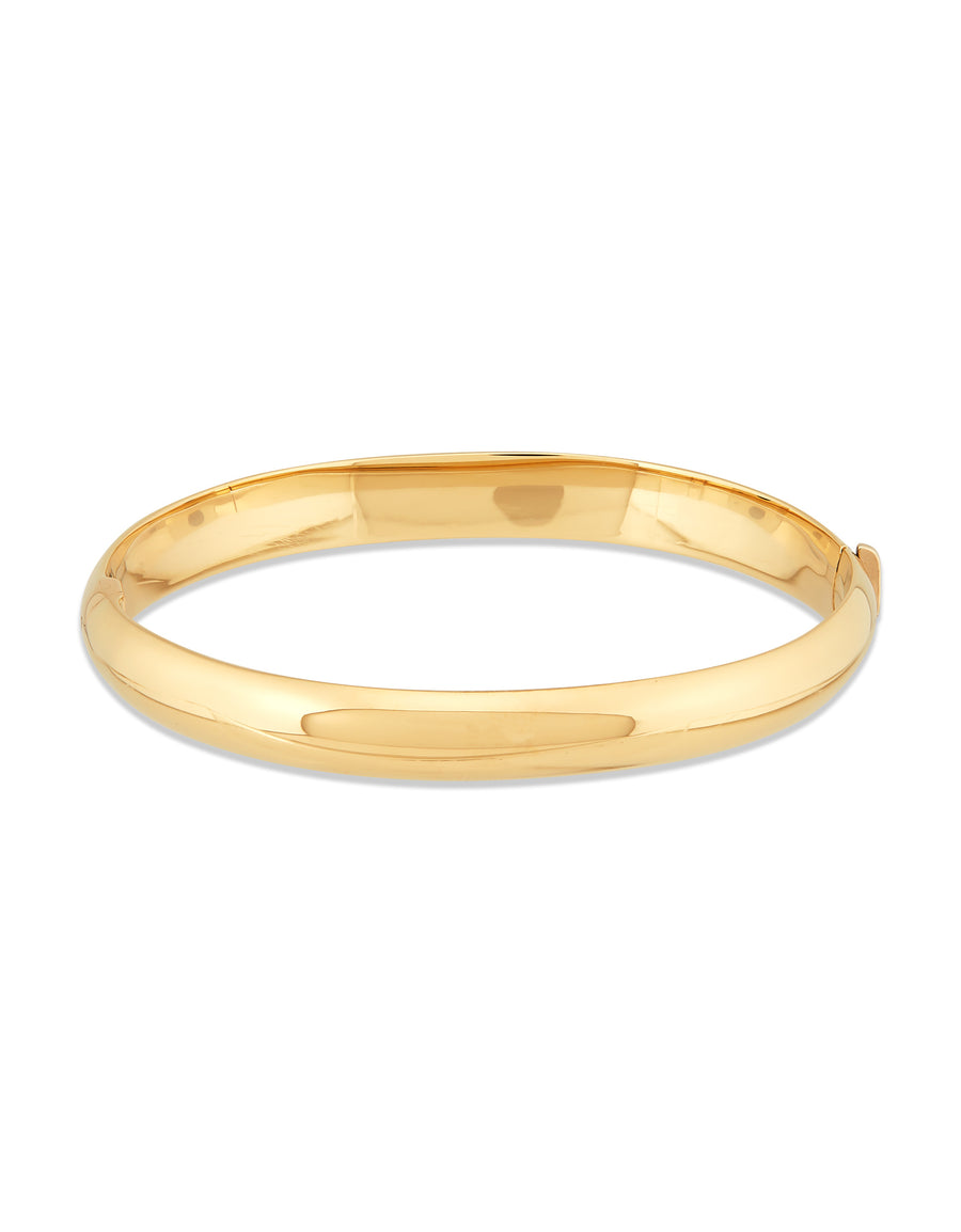 Polished Oval Hinged Bangle in 14K Yellow Gold