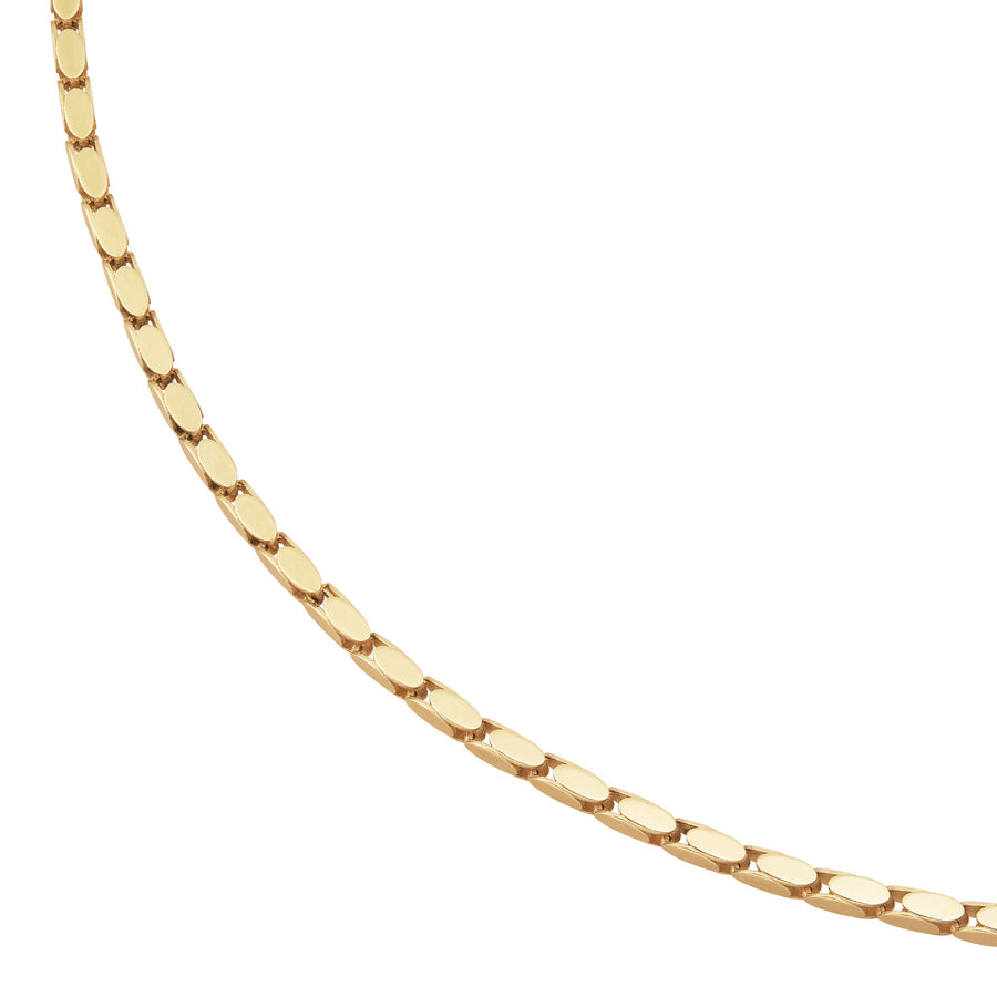 Solid Oval Squared Link Necklace in 14K Yellow Gold, 18"
