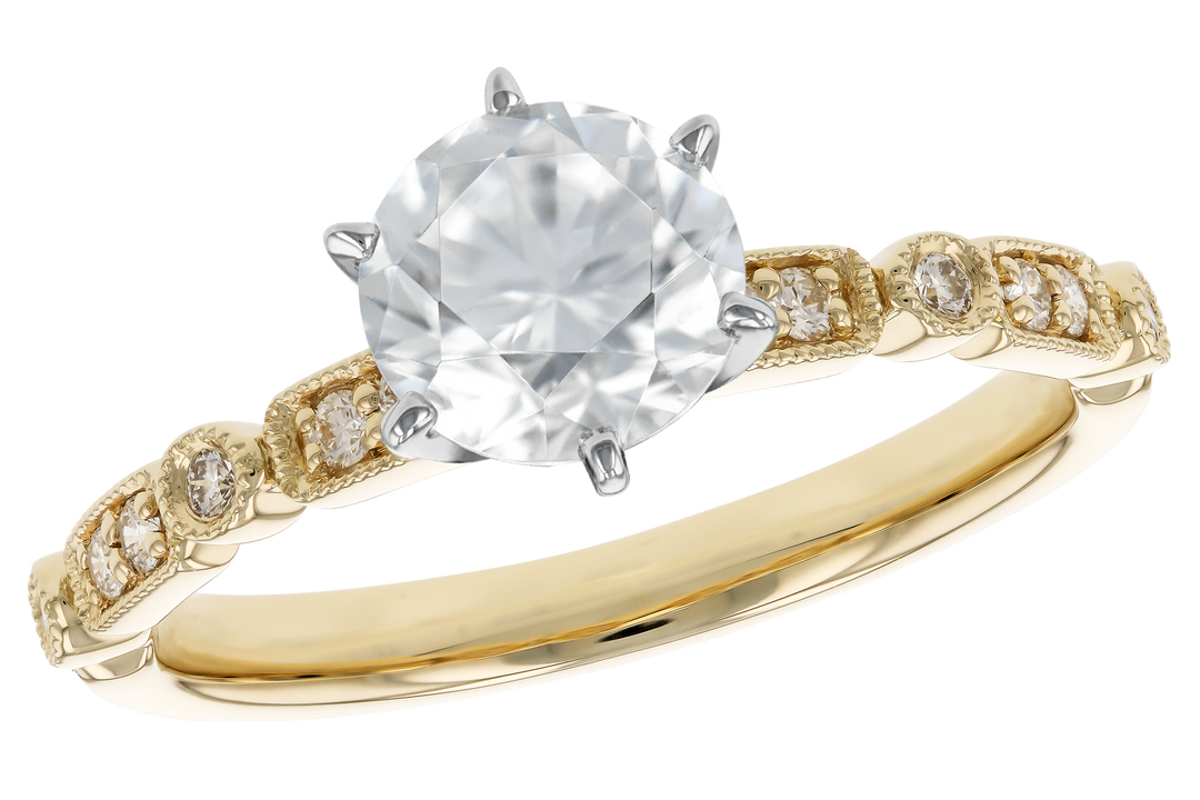14 Karat Yellow Gold Diamond Semi-mount Ring