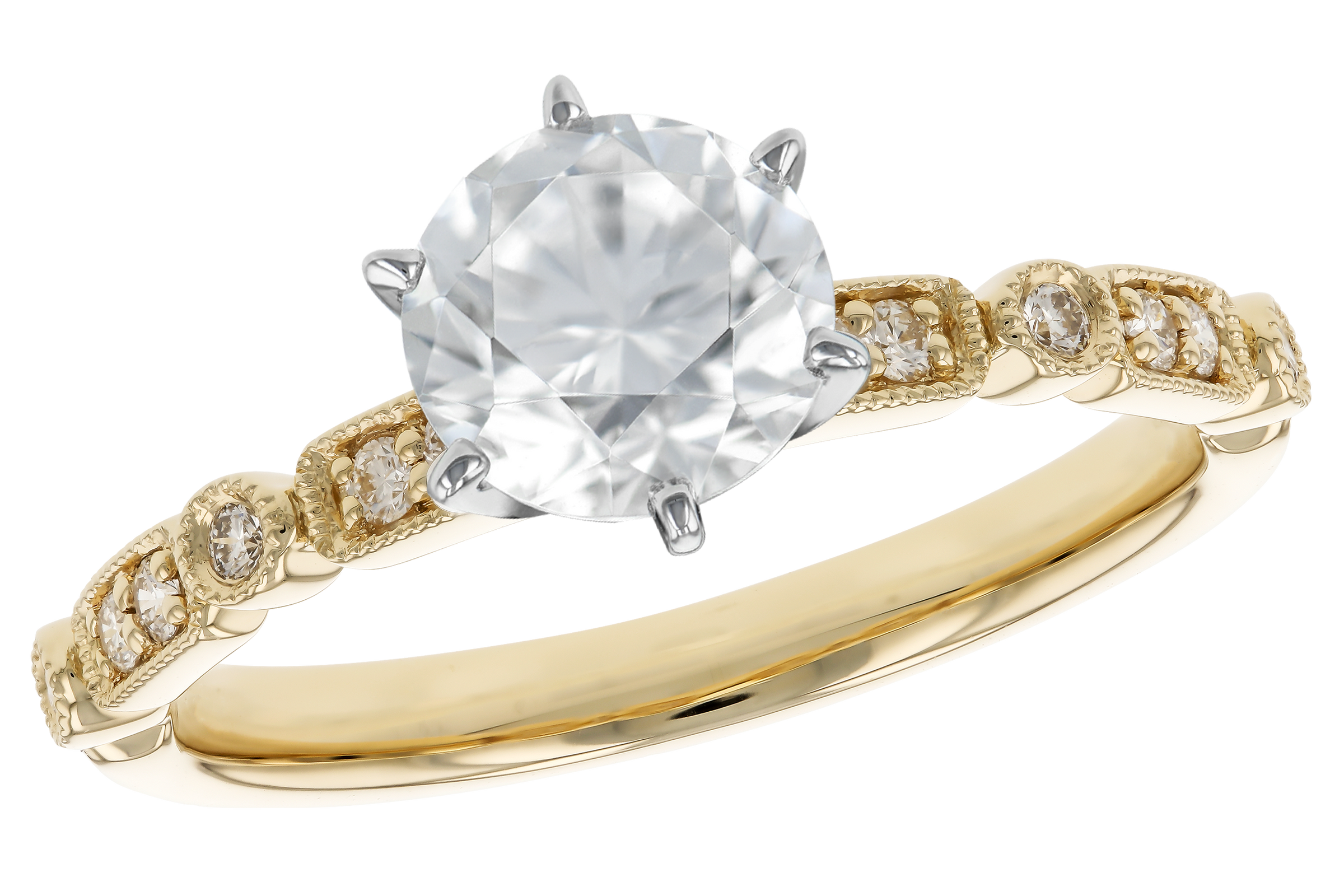 14 Karat Yellow Gold Diamond Semi-mount Ring