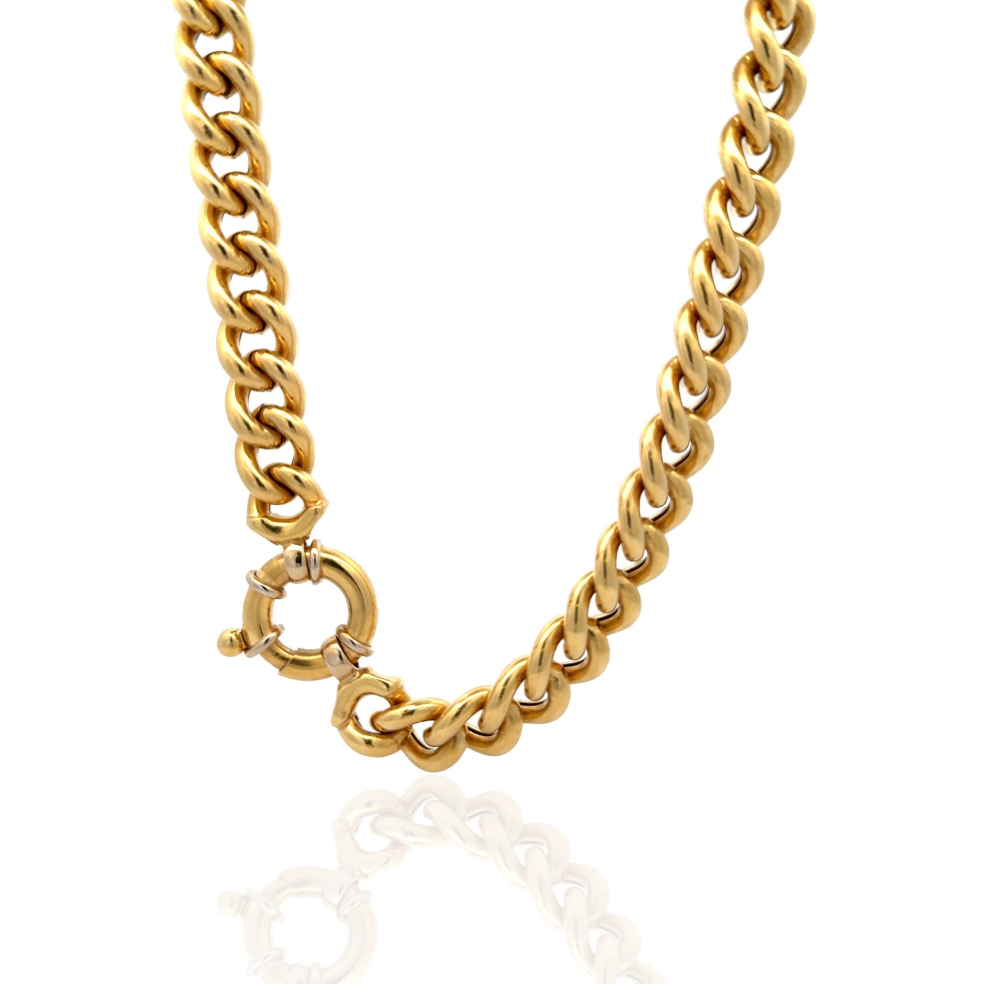 Large Curb Link Necklace in 18K Yellow Gold, 17"