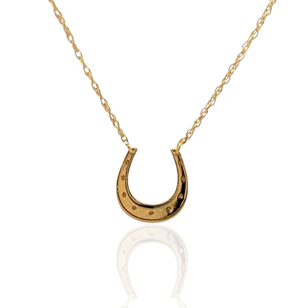 14 Karat Yellow Gold Horseshoe Necklace
