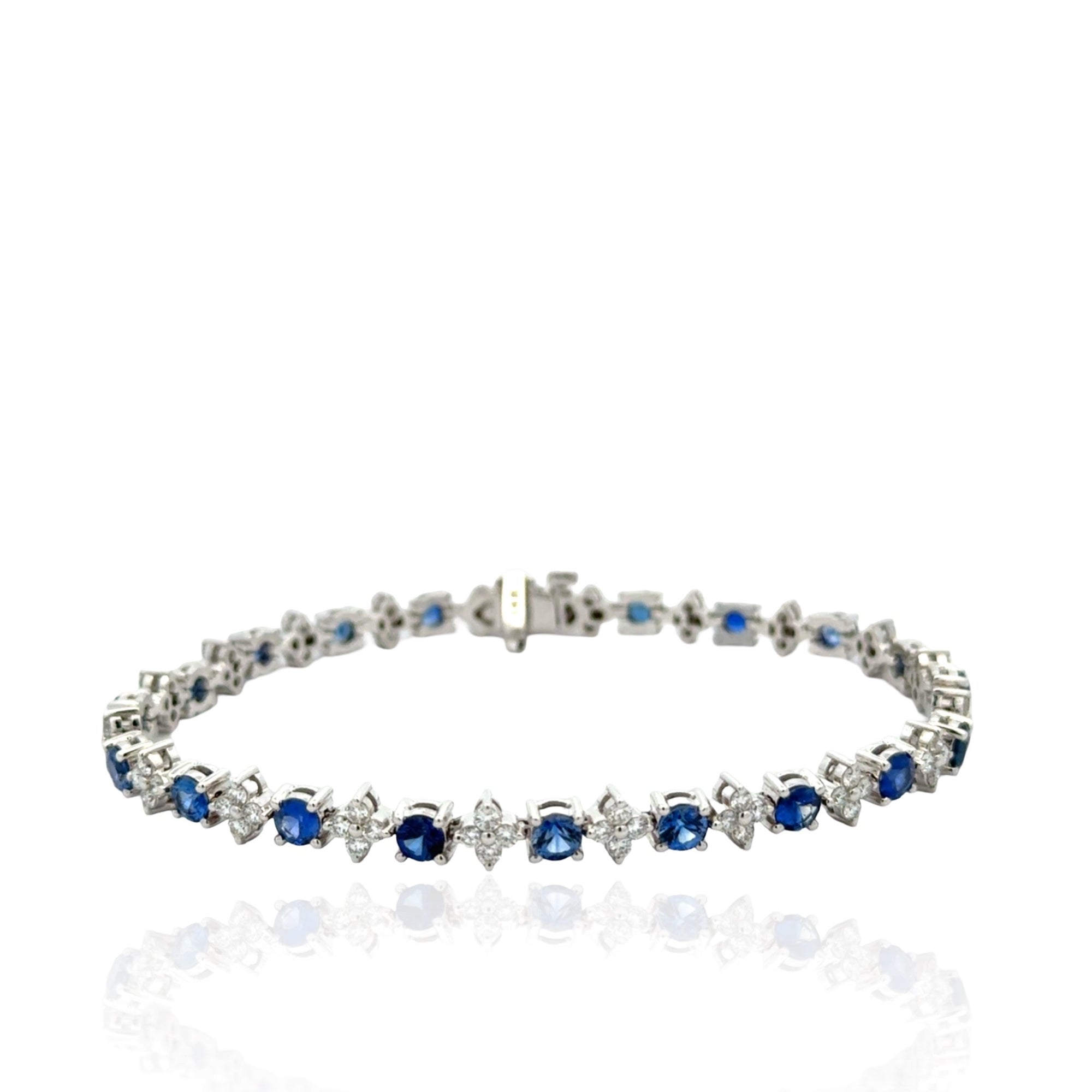 14 Karat White Gold Sapphire and Diamond Bracelet