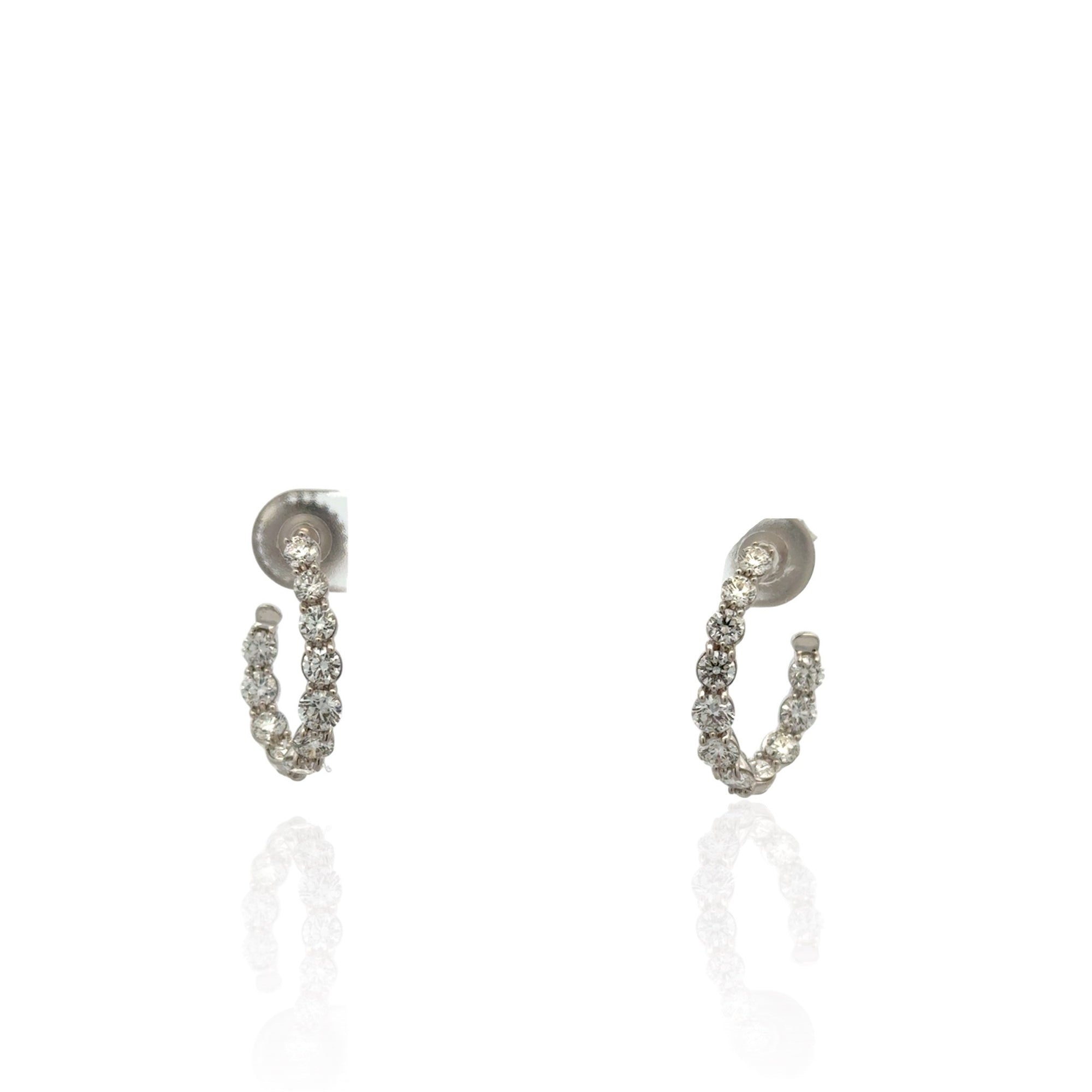 18 Karat White Gold Diamond Hoop Earrings