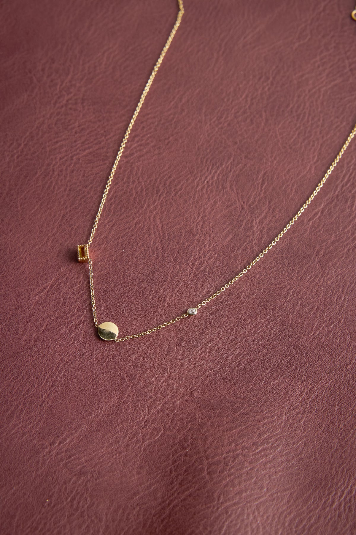 14 Karat Yellow Gold Citrine and Diamond Necklace