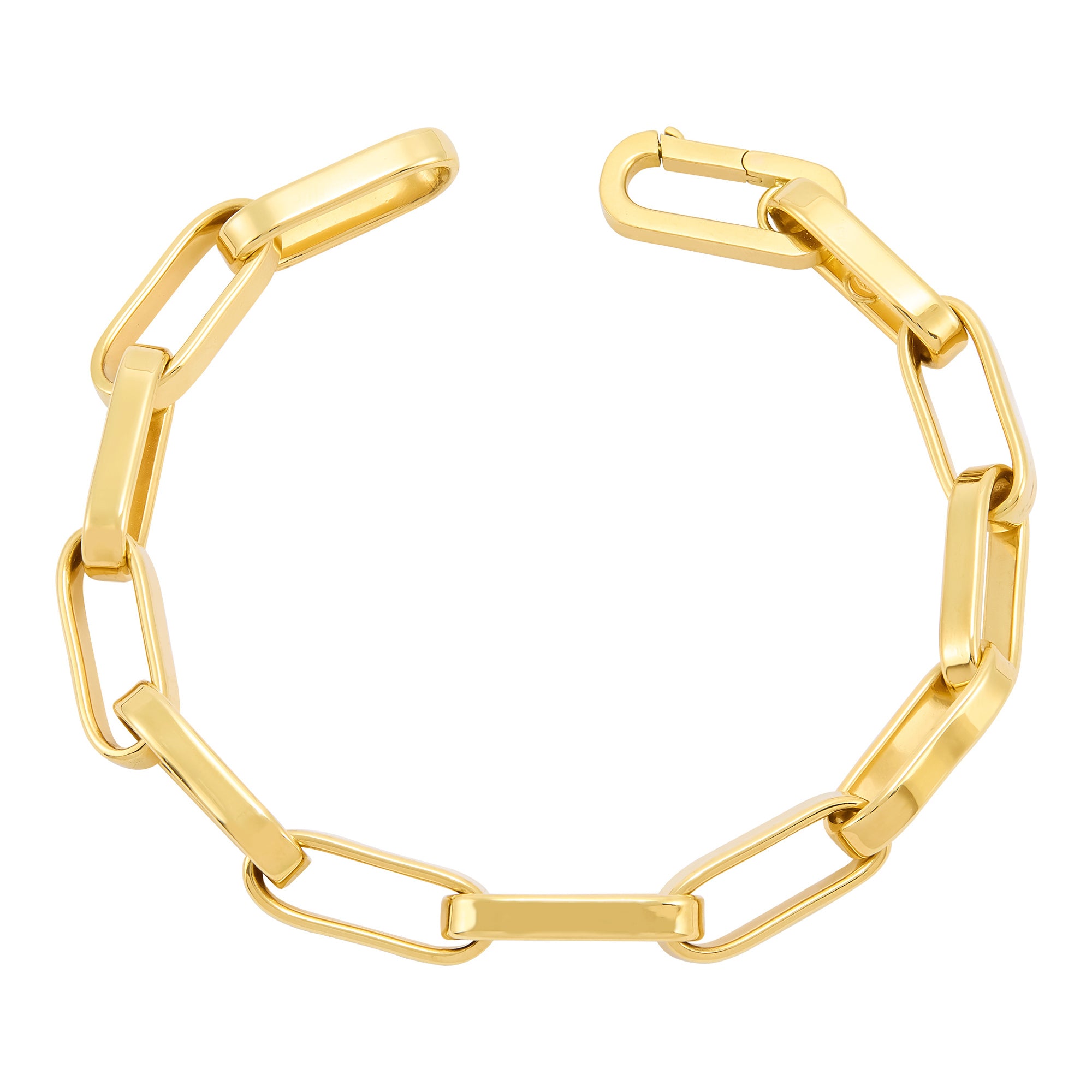 Polished Rectangular Link Bracelet in 14K Yellow Gold, 8"