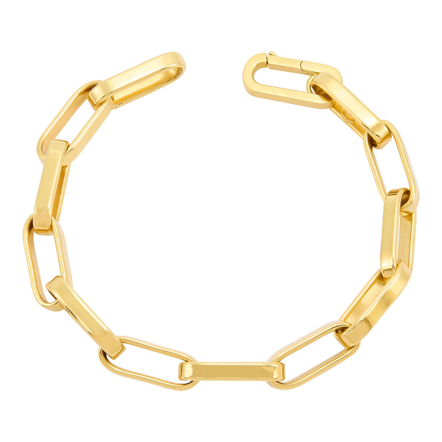 Polished Rectangular Link Bracelet in 14K Yellow Gold, 8"