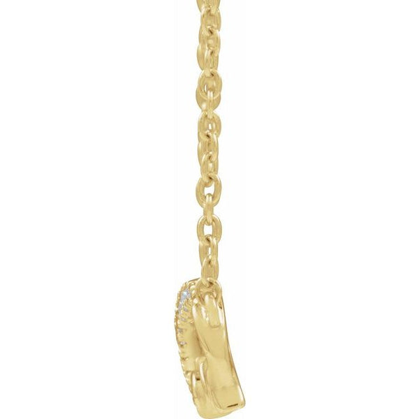 14K Yellow Gold Infinity-Inspired "Mom" Necklace with Natural Diamonds