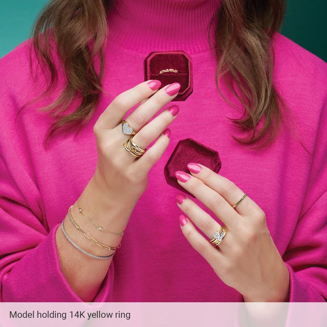 14K Yellow Gold "Mama" Script Ring