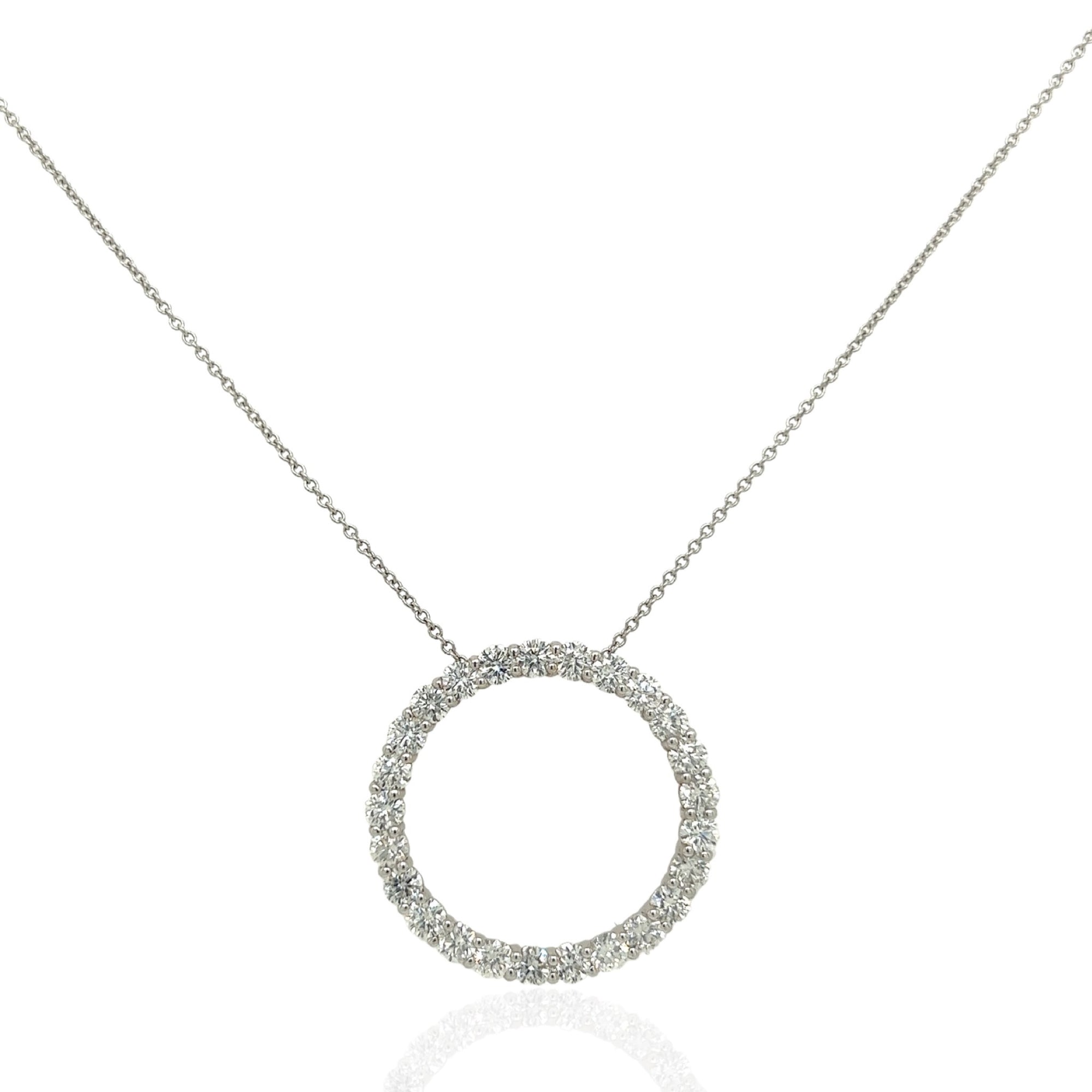 14 Karat White Gold Circle of Diamonds Necklace