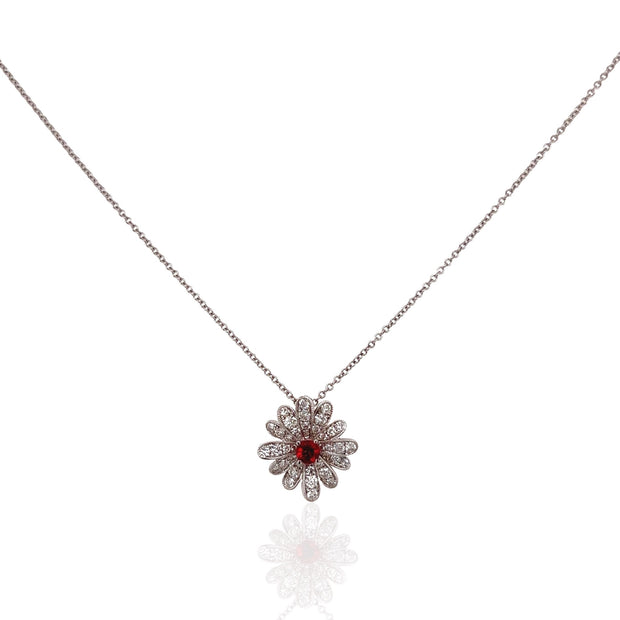 18 Karat White Gold Ruby and Diamond Necklace