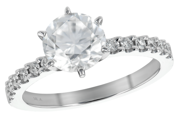 14 Karat White Gold Diamond Semi-mount Ring