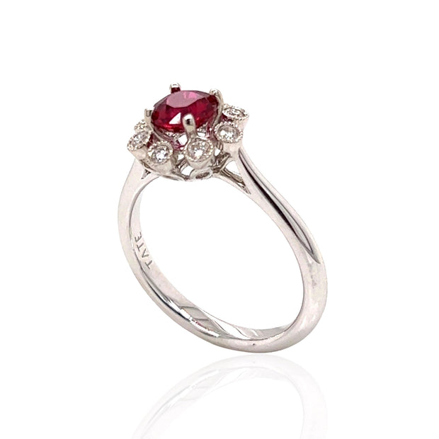 18 Karat White Gold Ruby and Diamond Ring