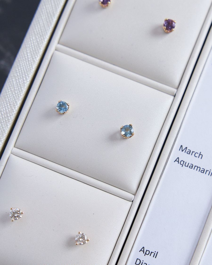 14 Karat Yellow Gold Aquamarine Earrings