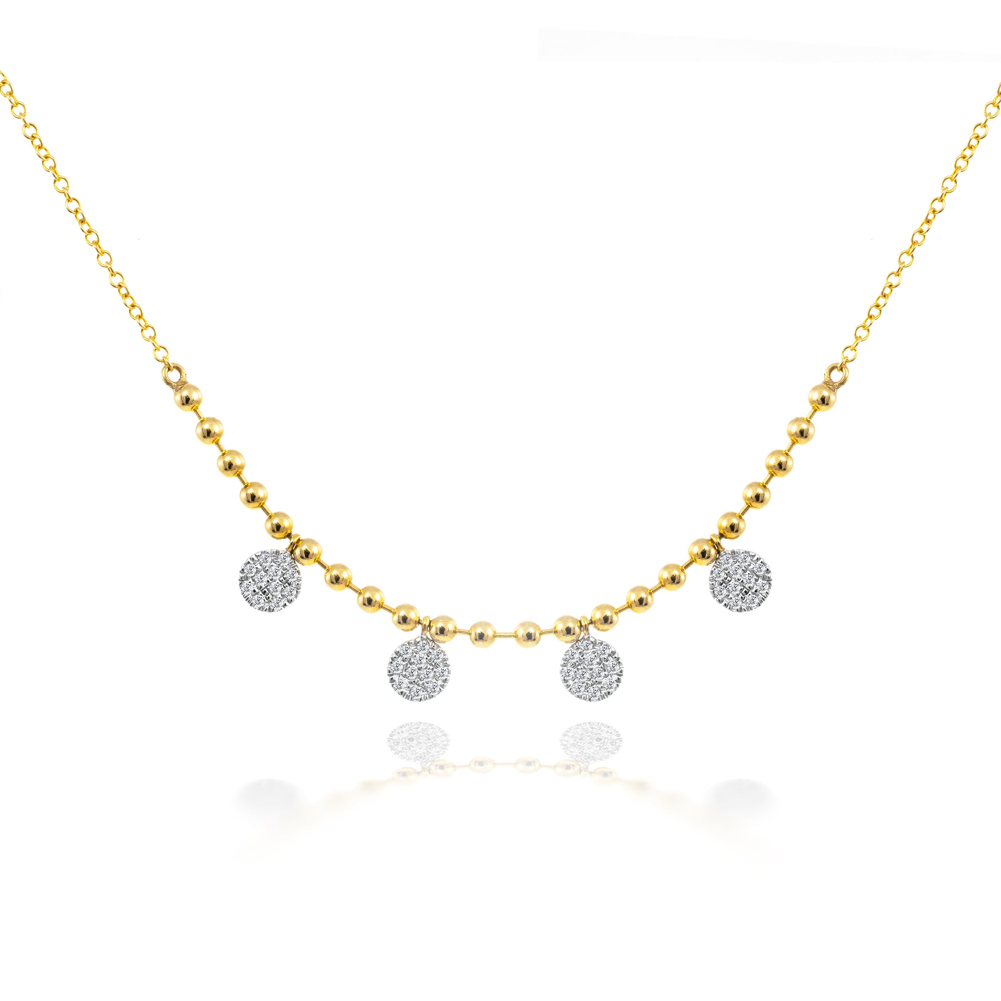 14 Karat Yellow Gold Diamond Station Neckalce