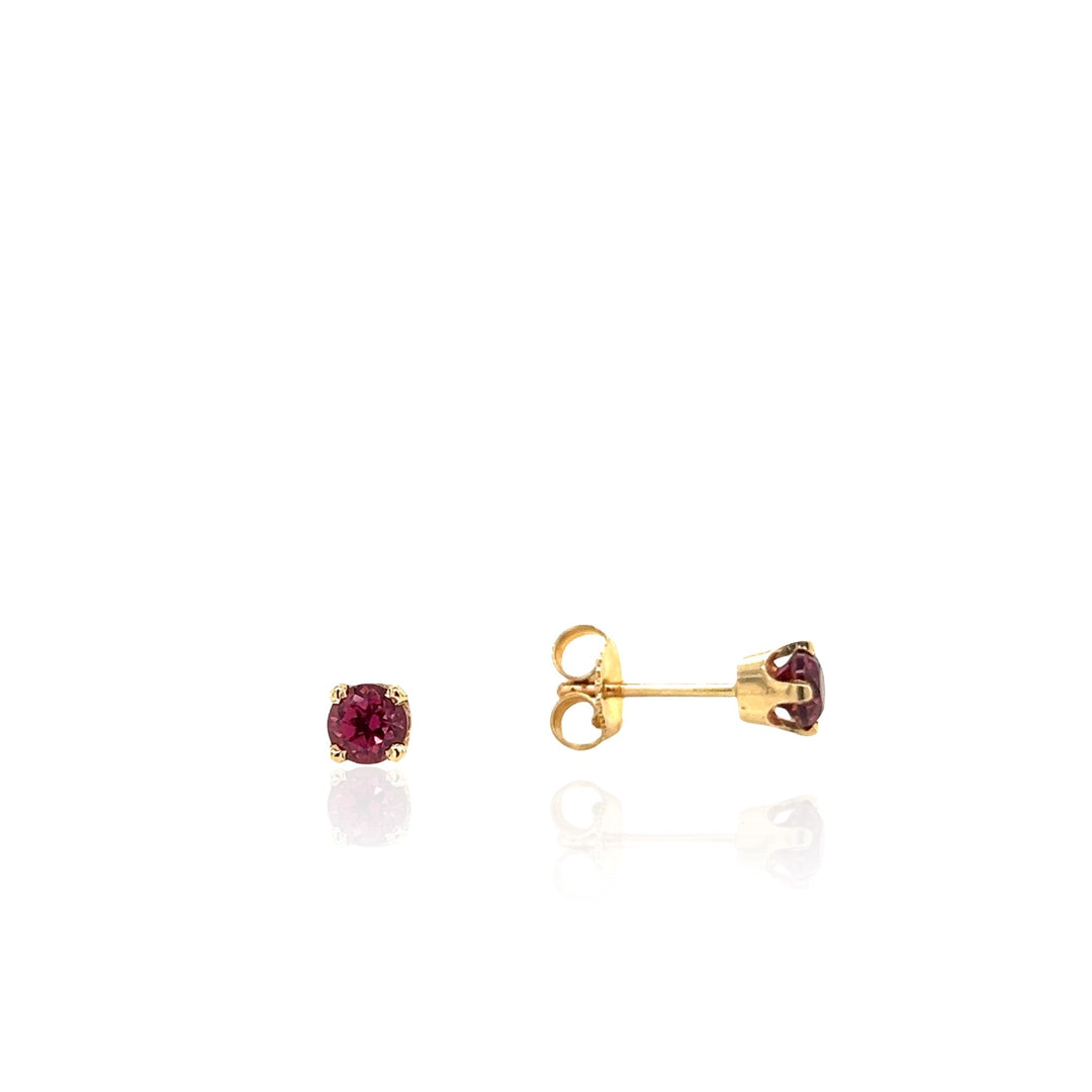 14 Karat Yellow Gold Rhodolite Garnet Earrings