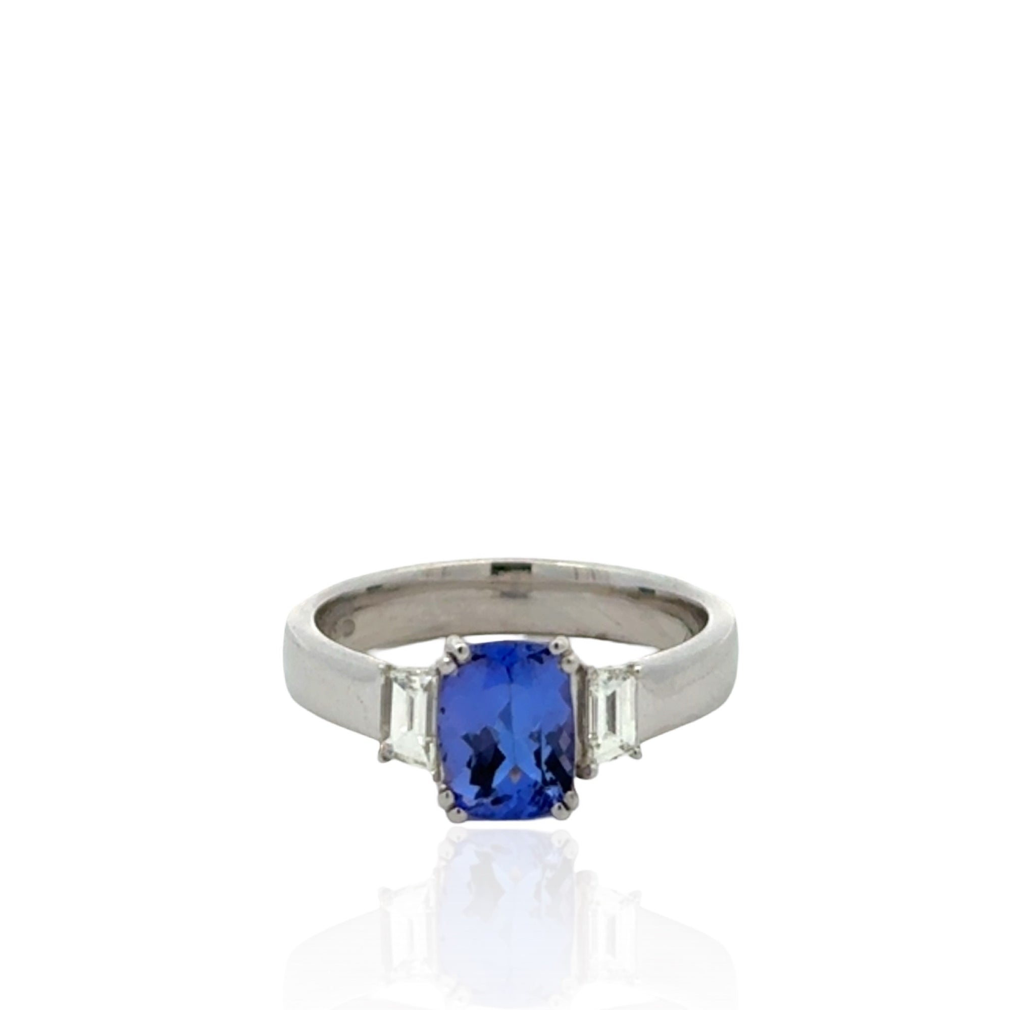 14 Karat White Gold Sapphire and Diamond Ring