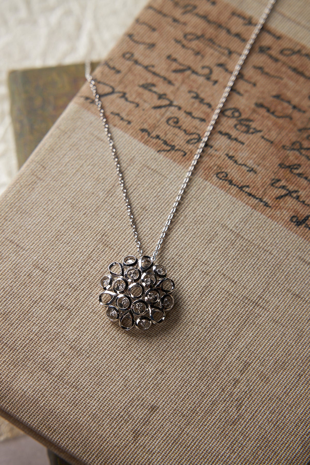 14 Karat White Gold Diamond Necklace