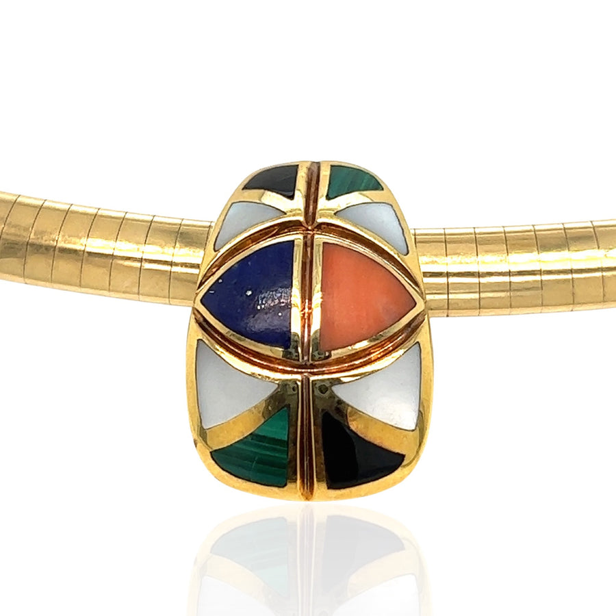 14 Karat Yellow Gold Inlaid Pendant