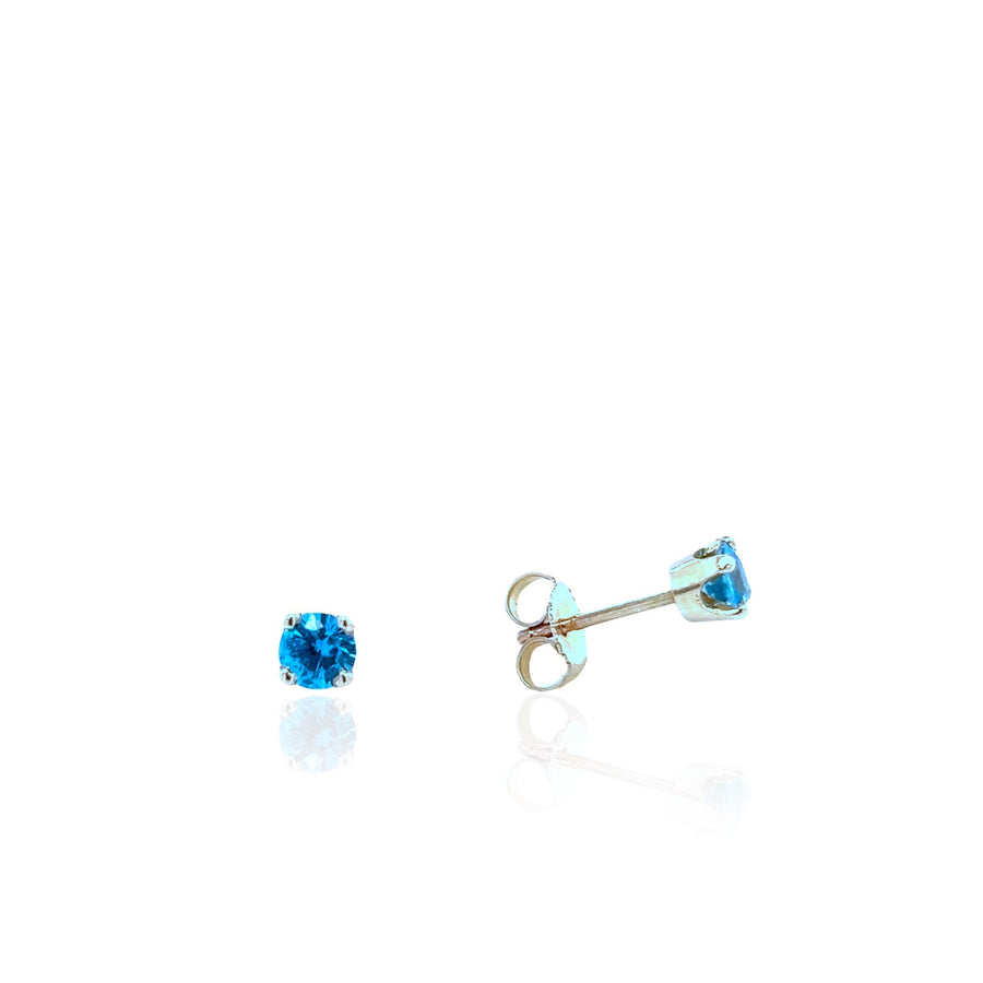 14 Karat White Gold Blue Zircon Earrings