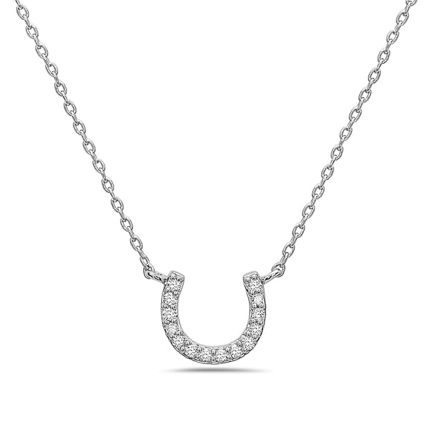 14 Karat White Gold Diamond Horse Shoe Necklace