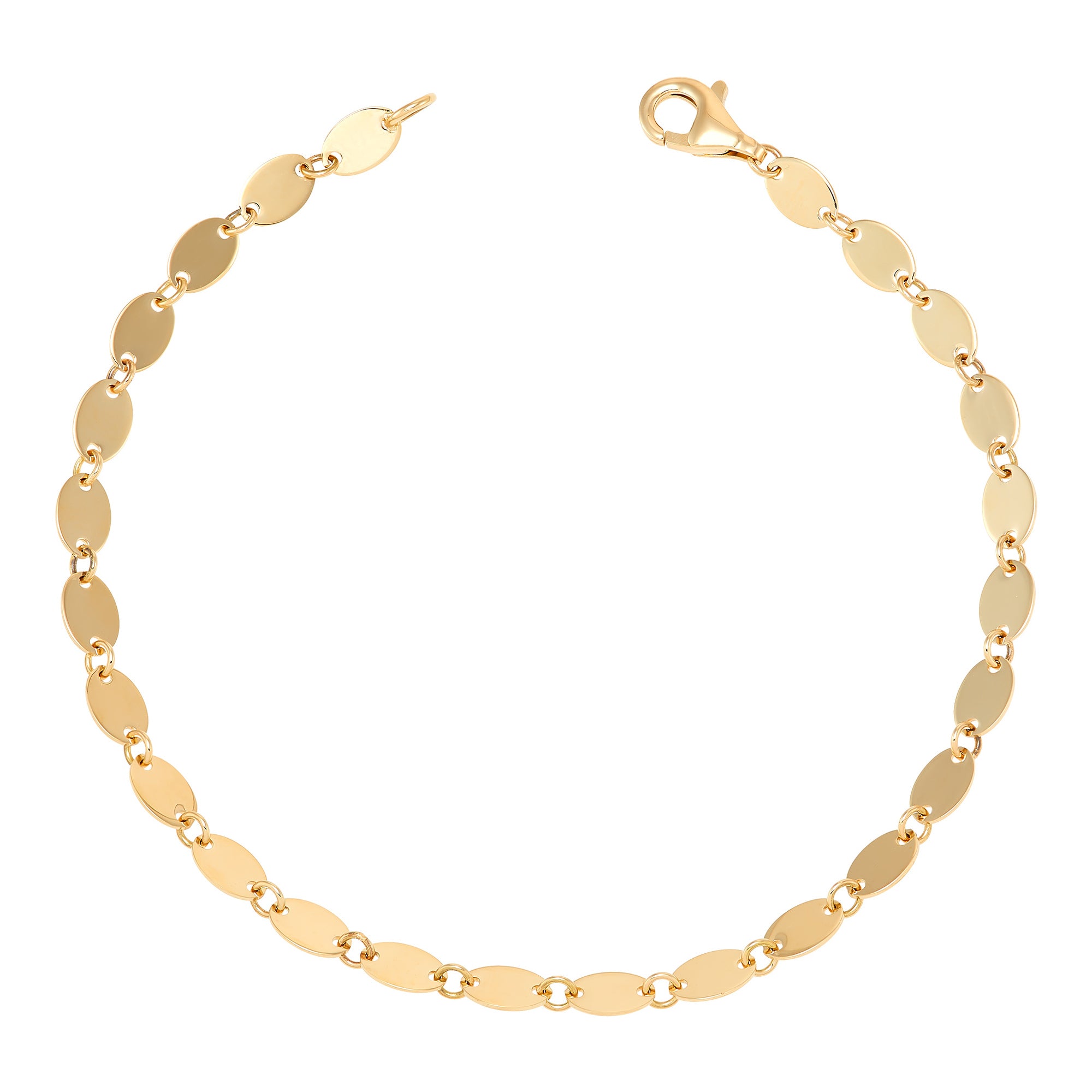 14Kt Yellow Gold Polished Oval Link Bracelet