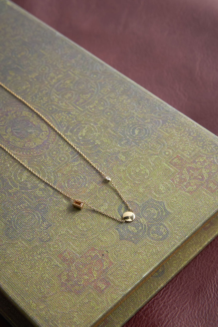 14 Karat Yellow Gold Citrine and Diamond Necklace